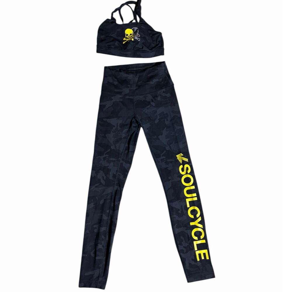 Lululemon Wunder Train leggings and bra workout set designed for SoulCycle